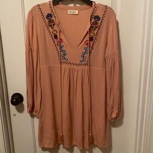 C’isa Embroidered Pink Babydoll Tunic/Dress